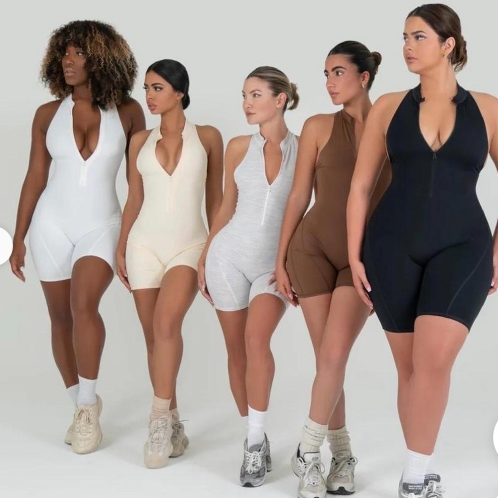 Davis Active Cream Zip-Up Bodysuit